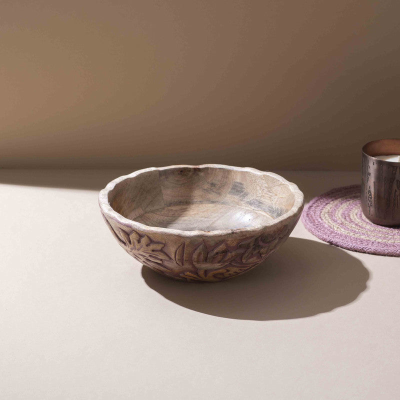 Kaisi Handcrafted Mango Wood Serving Bowl - 800 mL media 3
