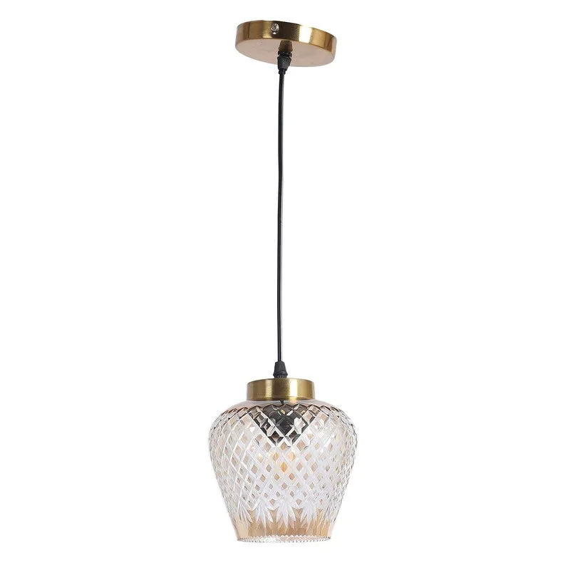 Crystal Bloom Texured Glass Ceiling Lamp media 5