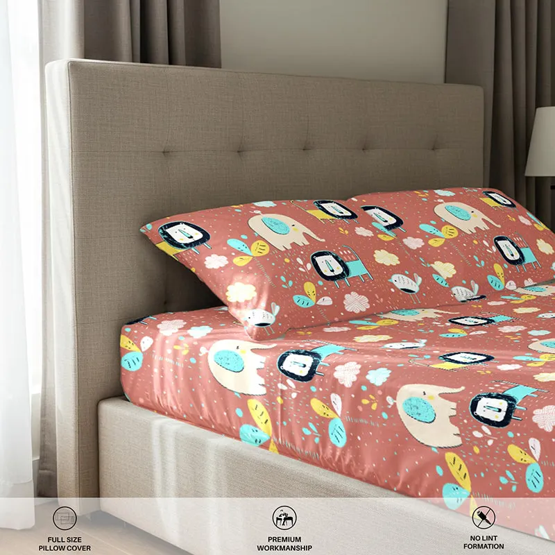 Urban Space Junglee Kids Cotton Bedsheet (Pink) - 200 TC media 6