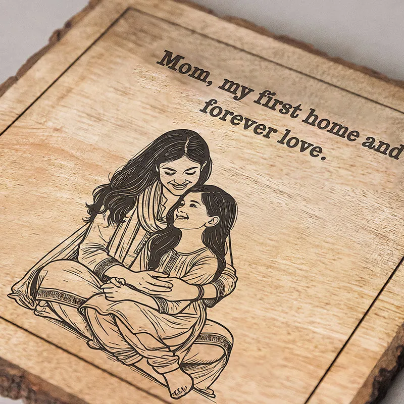 Mom Is My First Home Wood Showpiece - Square media 4