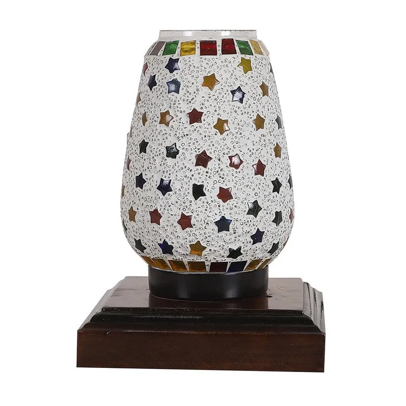 Speckra Glass Table Lamp With Wooden Base - Multicolor media 6