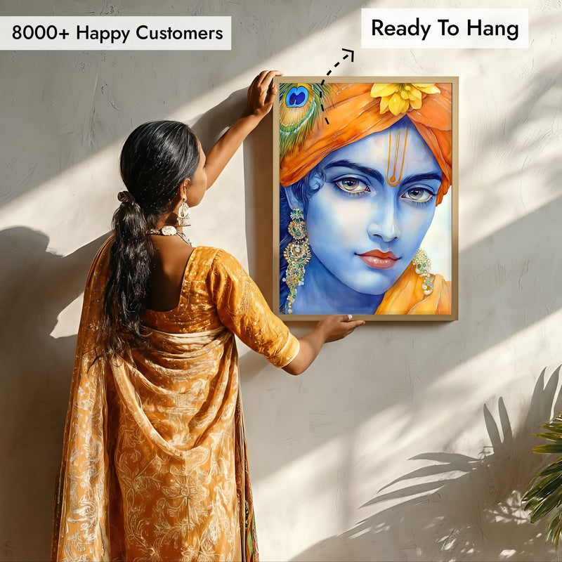 Divine Achyutha Spiritual Archival Paper Wall Painting - Natural Brown Frame media 7