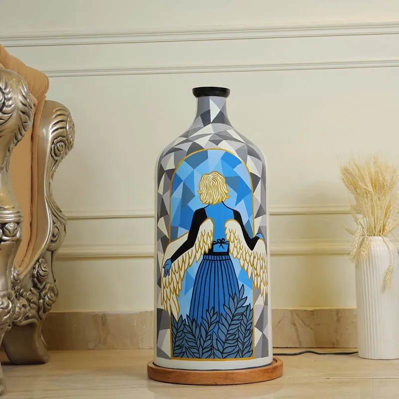 Lady In Blue Hand Painted Glass Floor Lamp media 3