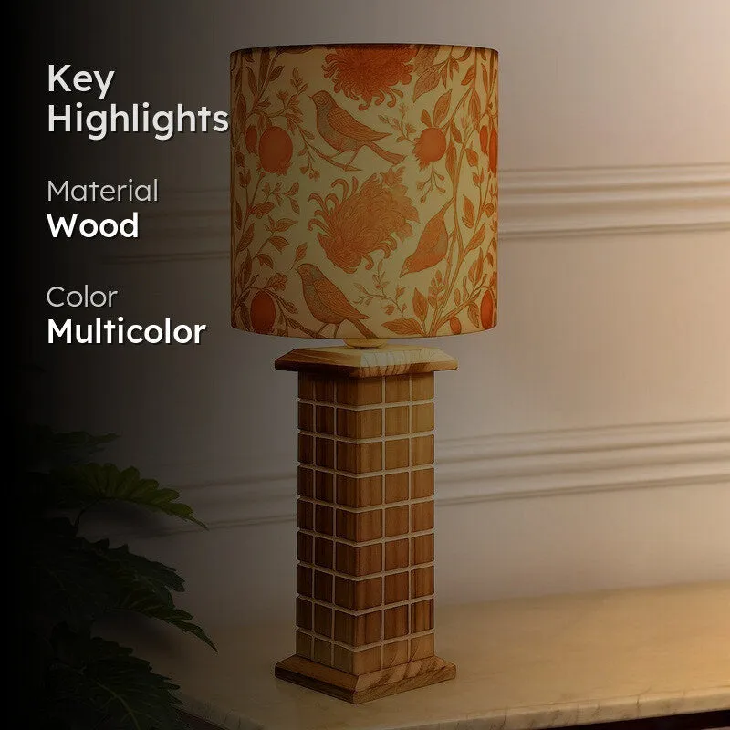 VistaGlow Designer Wooden Table Lamp - Multicolor media 2