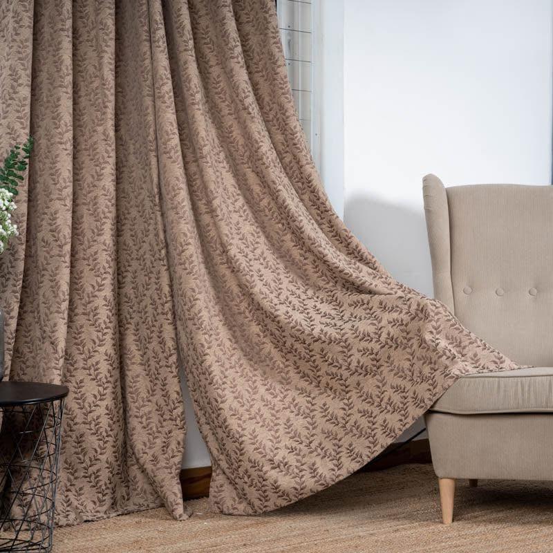 Noor Jacquard Single Curtain (Brown) media 3