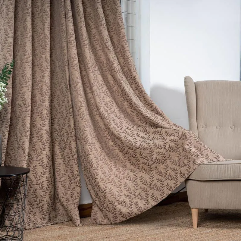 Noor Jacquard Single Curtain (Brown) media 3