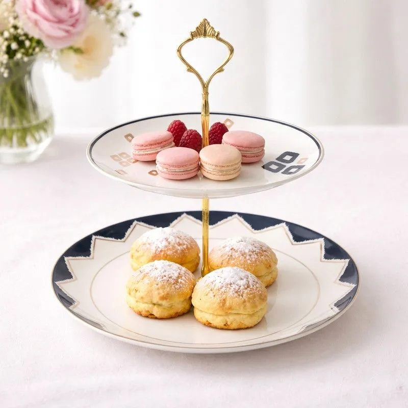 Classic Crown Cake Stand - White,Black media 1