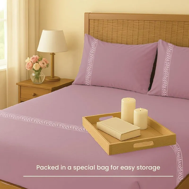 Urban Space Solid Comfort Cotton Bedsheet (Pink) - 300 TC media 6