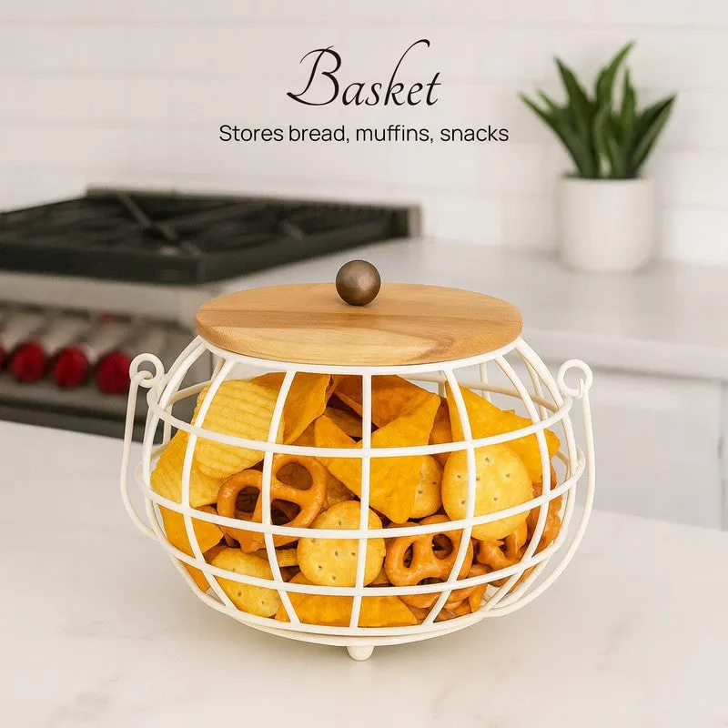 Pot Luck Basket With Lid - White media 4