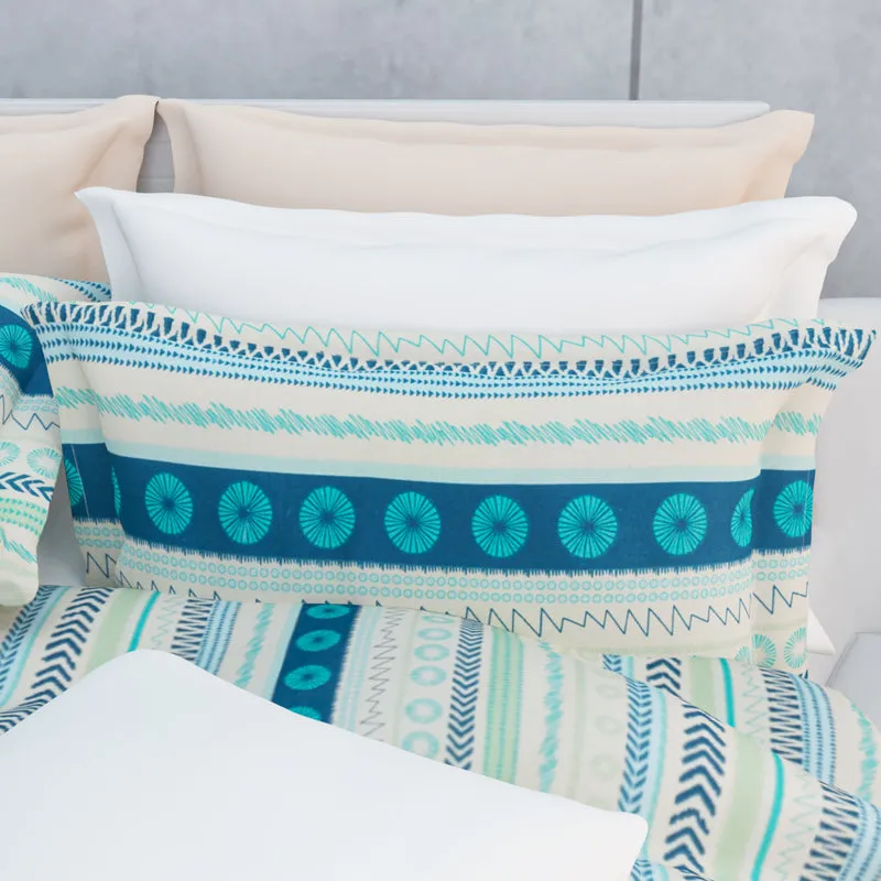 Florelle Strips Cotton Bedsheet (Blue) - 144 TC media 9