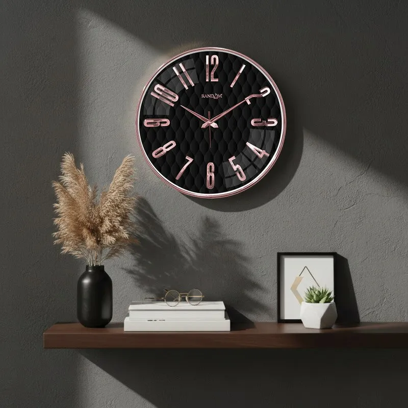 Elite Numeric Plastic Wall Clock -Rose Gold & Balck media 1