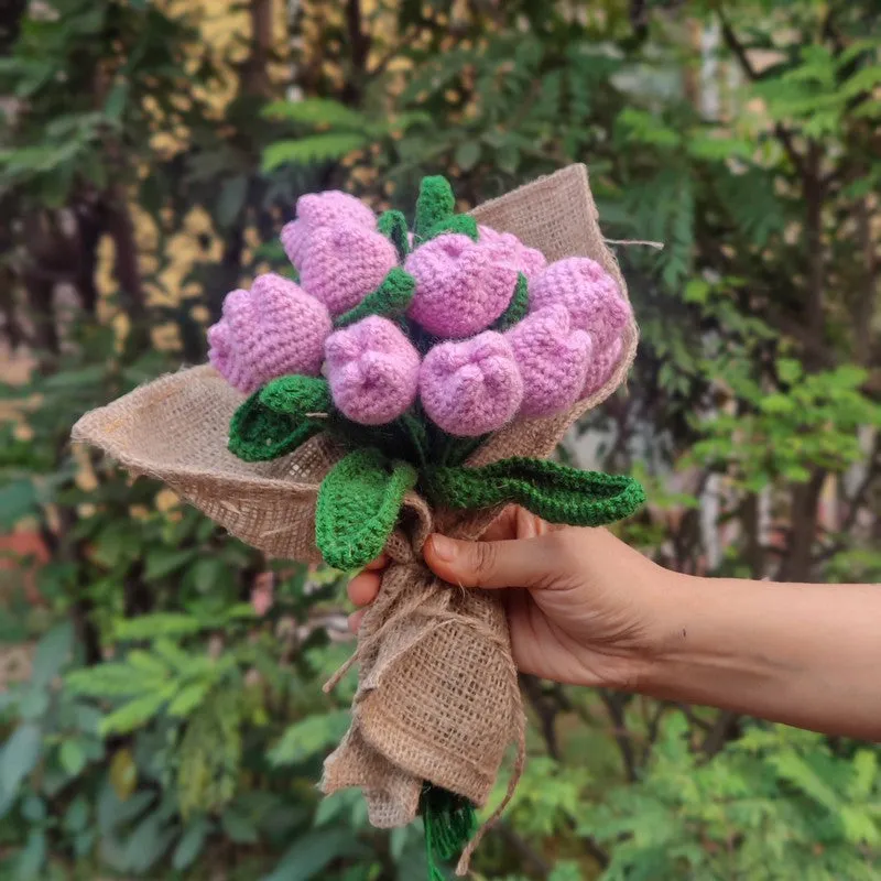 Crochet Handmade Rose Bouquet (Purple) - Set of Twelve media 1