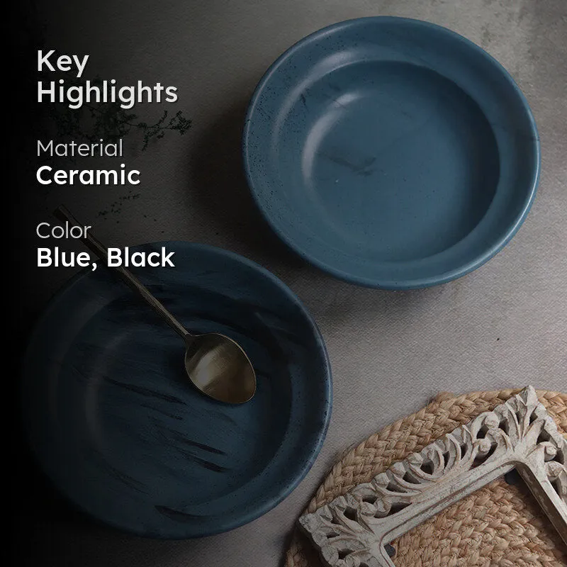 Imogen Ceramic Pasta Plate - Blue media 2
