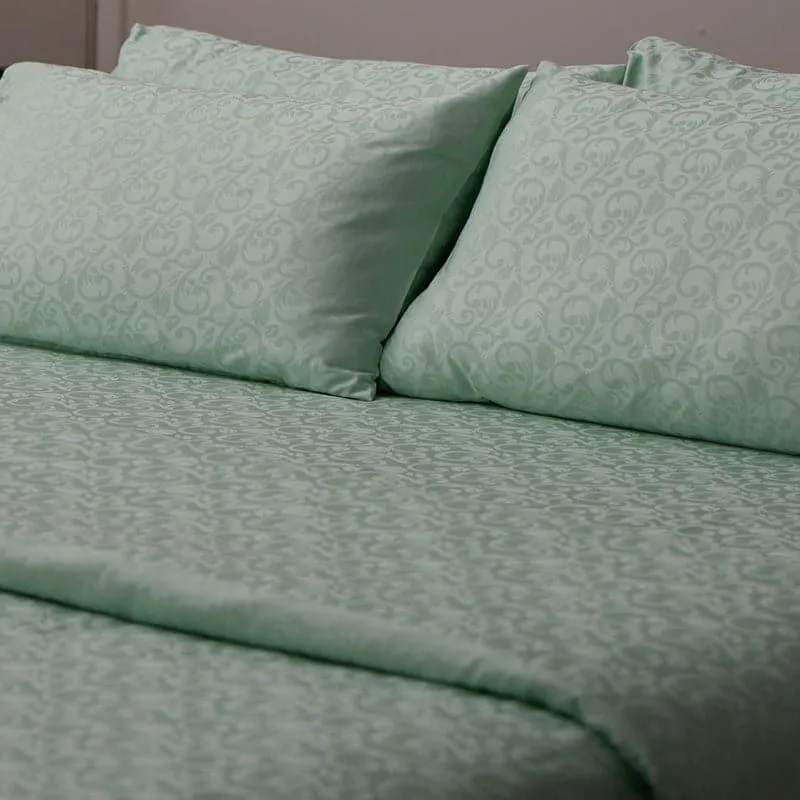 Damask Ethnic Cotton Bedsheet (Sage Green) - 300 TC media 5