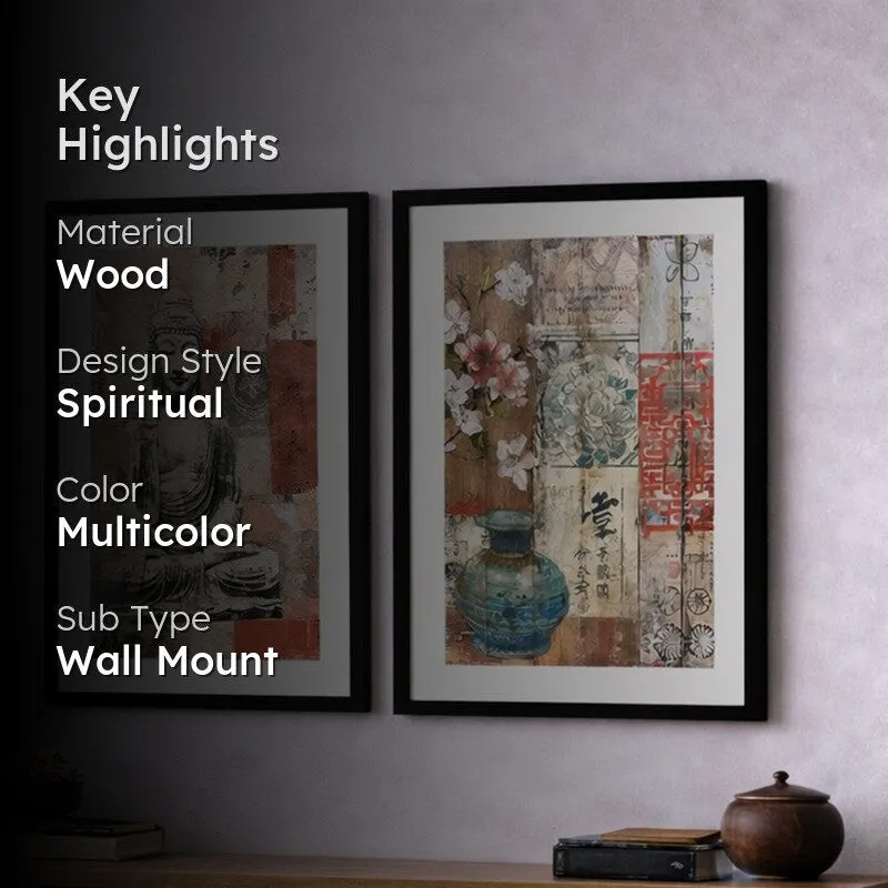 Earthy Buddha Wall Art With Frame - Set Of Two media 2
