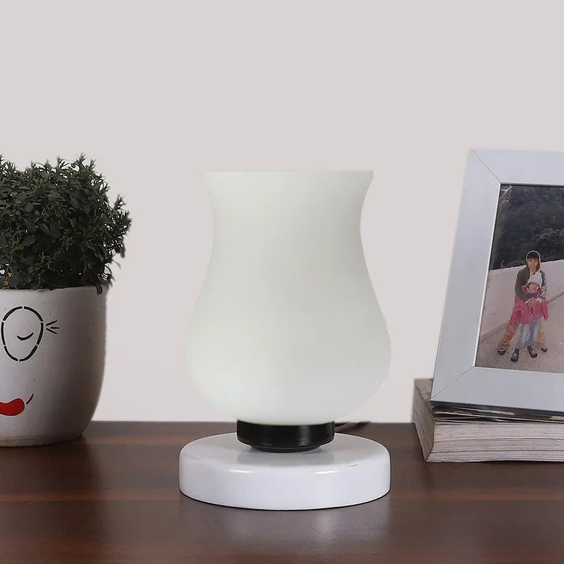 Milkyway Glass Table Lamp With Wooden Base - White media 4