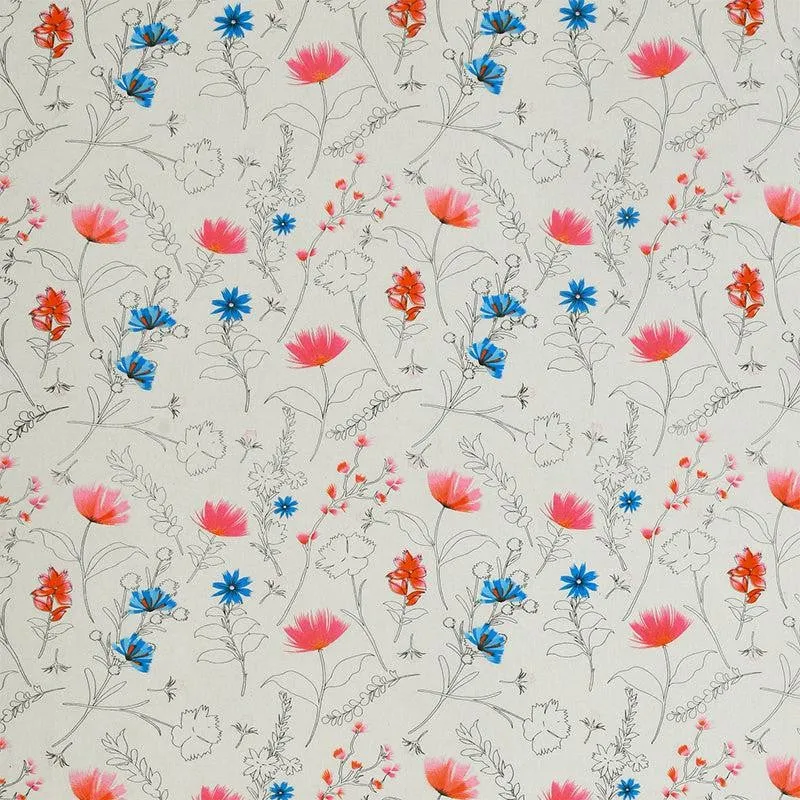 Silene Floral Cotton Bedsheet (Red,Blue) - 180 TC media 4
