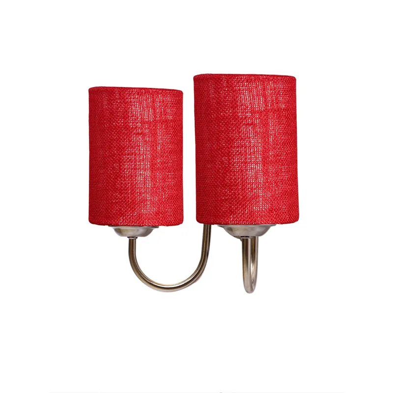 Veda Duo Cylindrical Fabric & Metal Wall Lamp - Maroon media 4