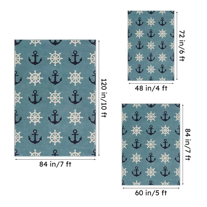 Anchors Hand Tufted Aweigh Kids Wool & Nylon Carpet - Turquoise media 15