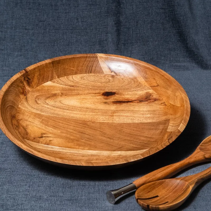 Verdant Shallow Wood Salad Bowl with Serving Spoons (1500 mL) - Three Piece Set media 4