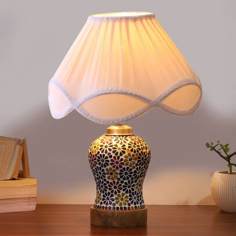 Glowara Pleated Wooden Table Lamp - Multicolor media 3