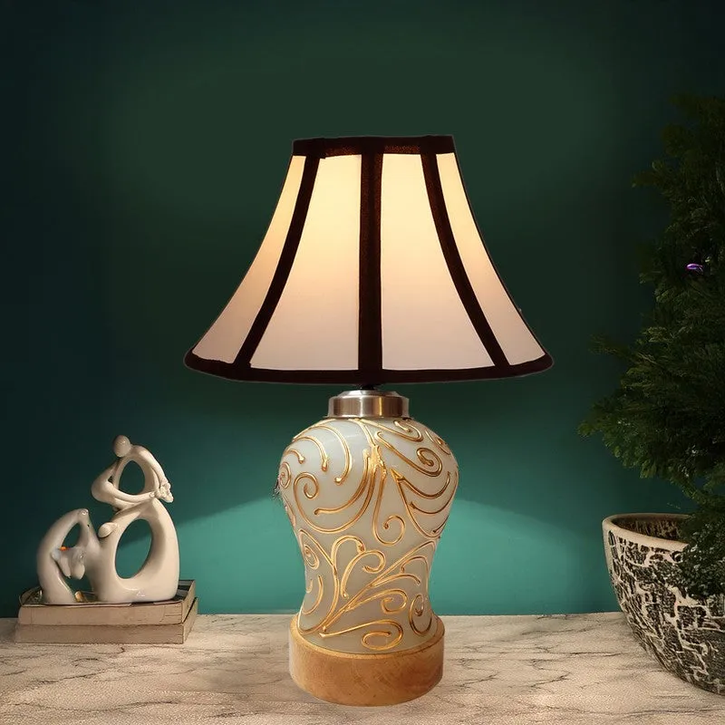 Lumithra Wooden Table Lamp - White & Black media 1