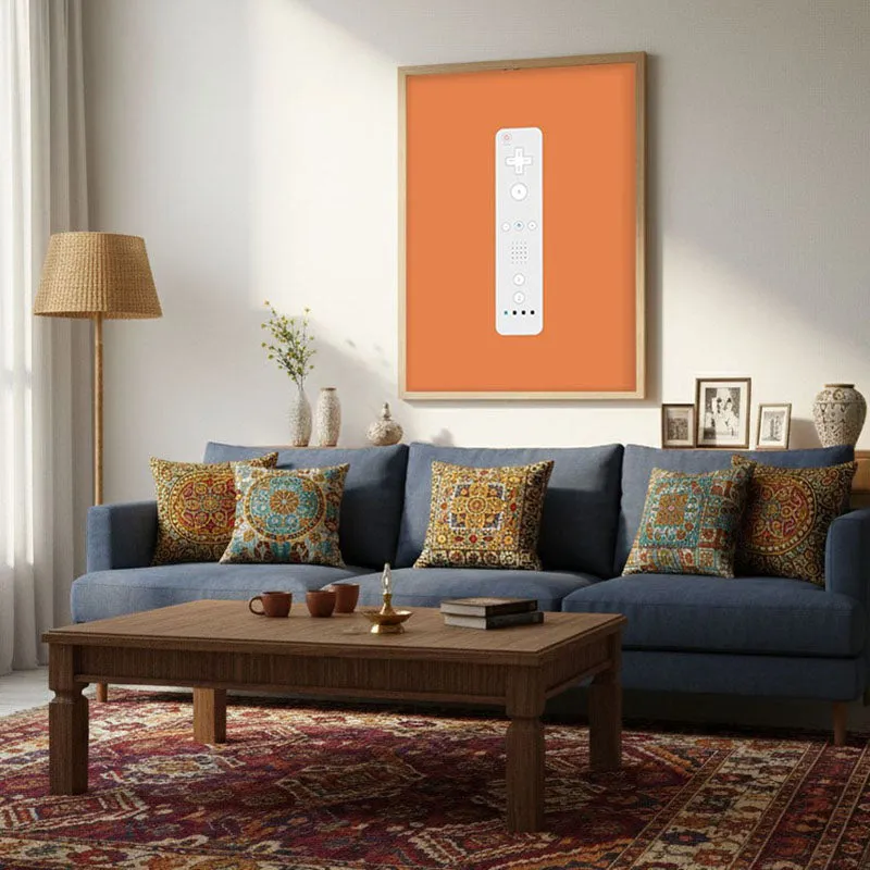 Level Select Framed Canvas Archival Canvas Wall Painting - Natural Brown Frame media 3
