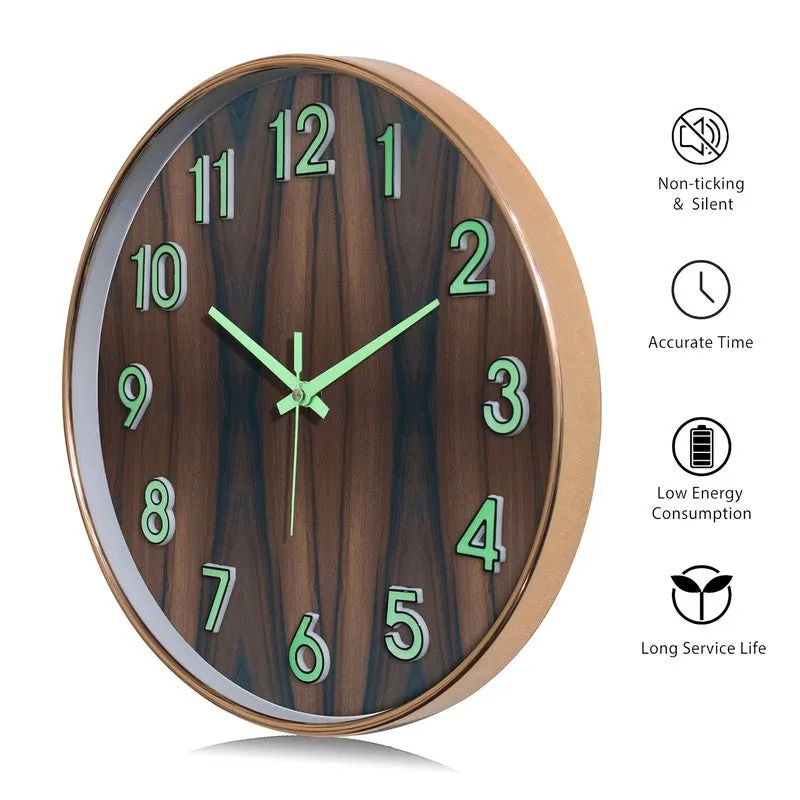 Orren Round Modern Plastic Wall Clock - Brown media 7