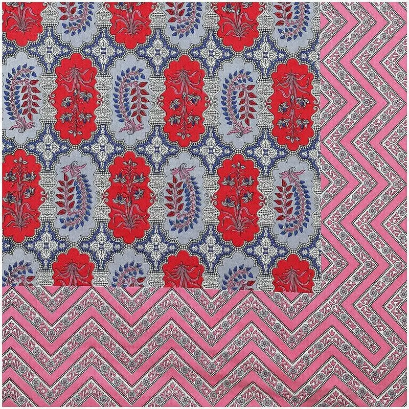 Floraum Cotton Bedsheet (Red,Grey) - 240 TC media 7