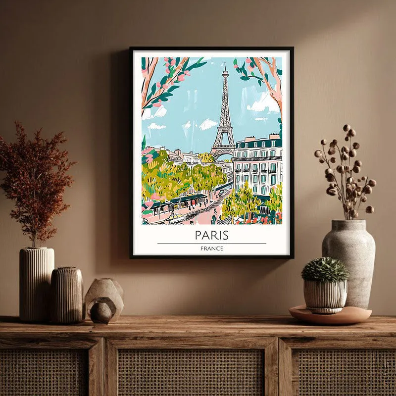 Vintage Paris Framed Canvas Wall Painting media 3