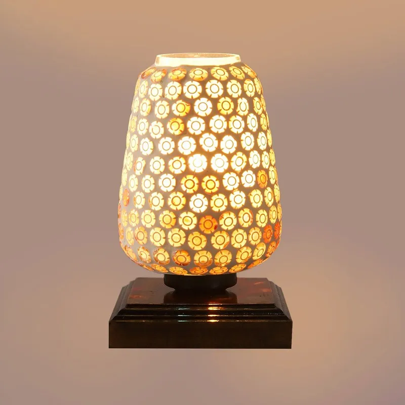 Miraelle Glass Table Lamp With Wooden Base - Multicolor media 8