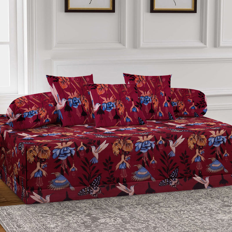 Maroon Mist Diwan Set - Six Piece Set