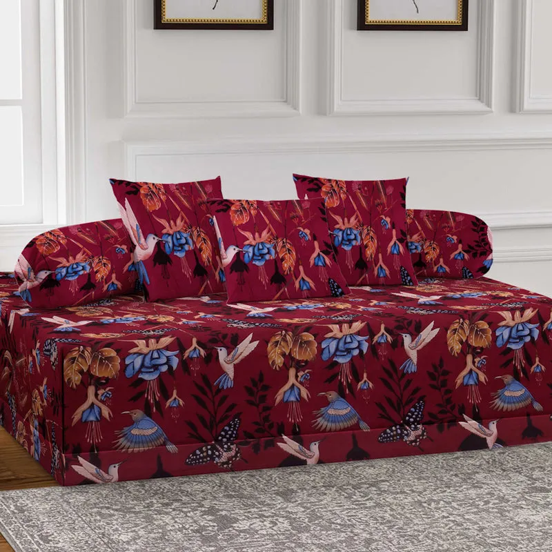 Maroon Mist Diwan Set - Six Piece Set media 1