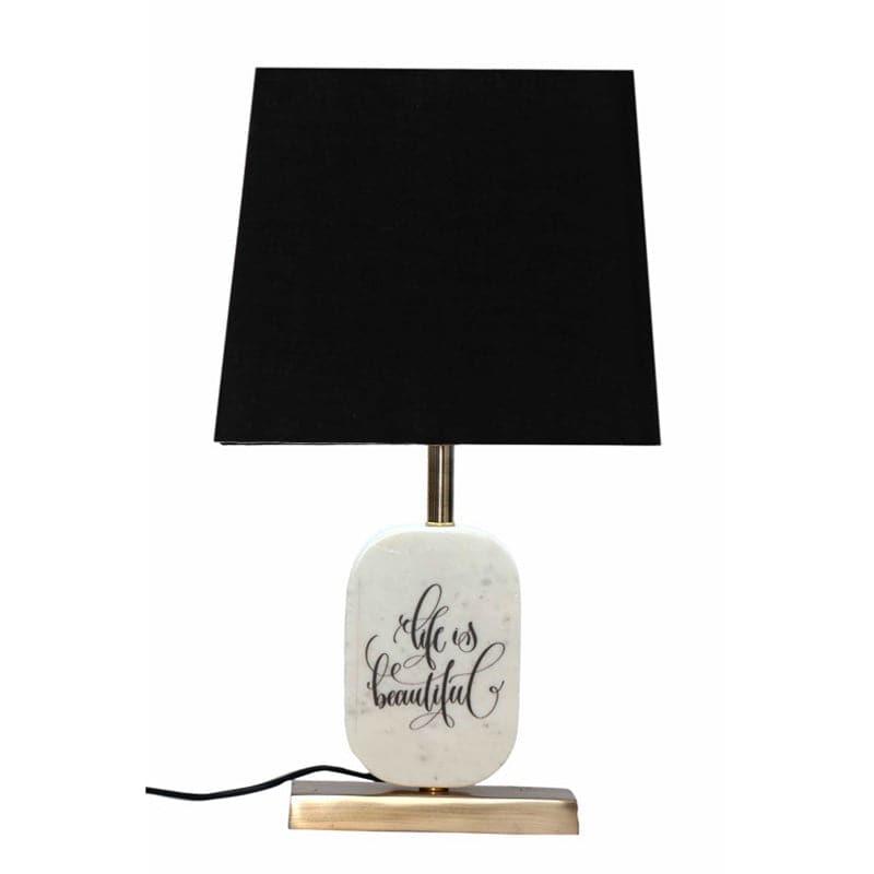 Life Light Printed Marble & Brass Base Fabric Table Lamp - Black,White media 4