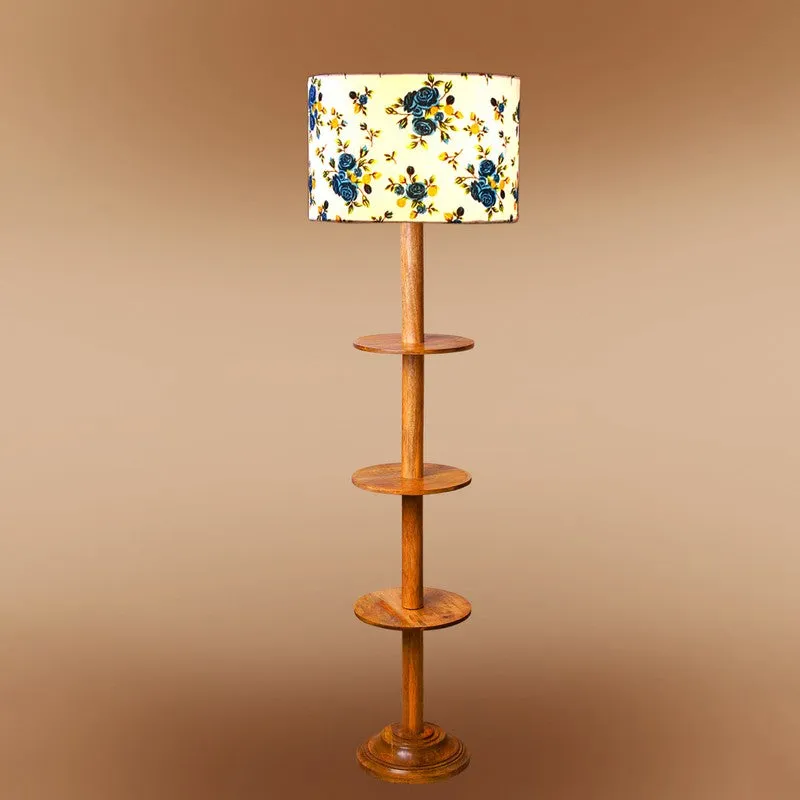 LumiCrate Tower Wooden Floor Lamp - White & Blue media 6