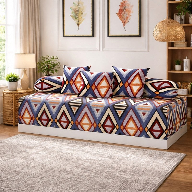 Gevora Printed Diwan Set - Six Piece Set