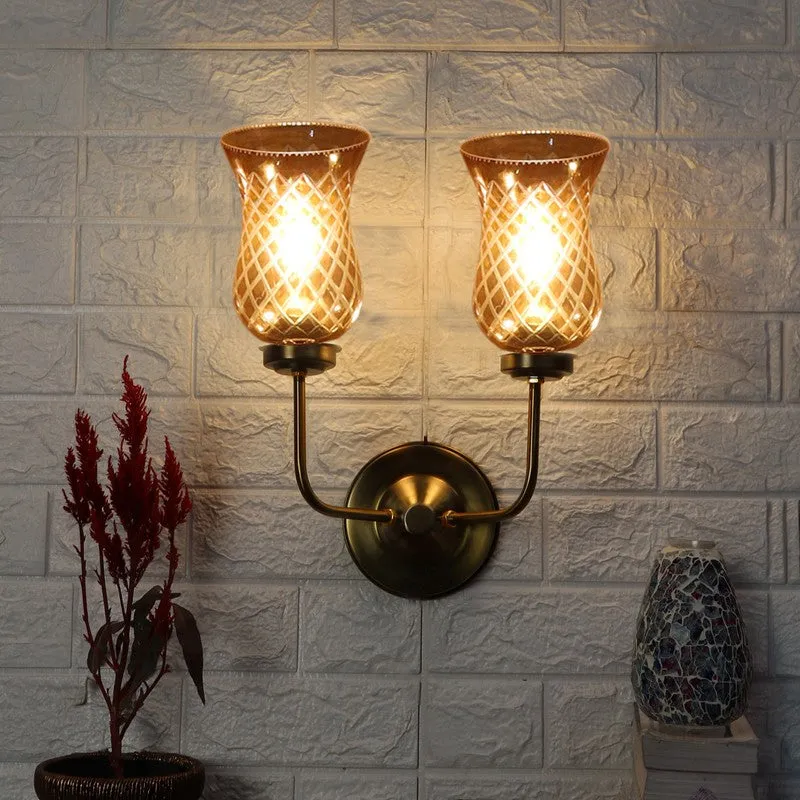 Honey Glow Twin Amber Glass Wall Lamp media 4