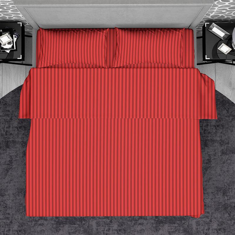 Chic Lines Geometric Cotton Bedsheet (Red) - 210 TC media 4