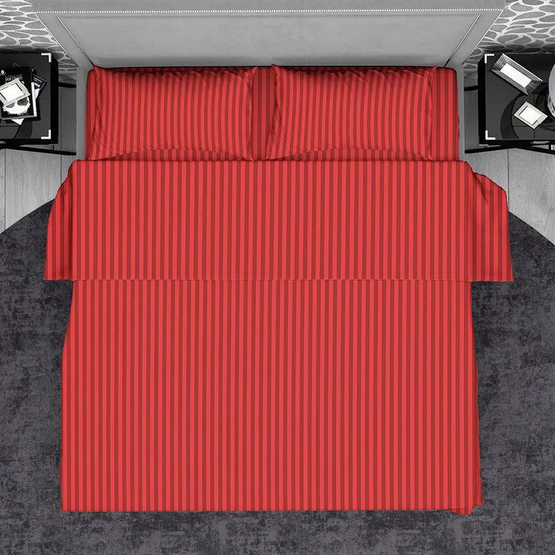 Chic Lines Geometric Cotton Bedsheet (Red) - 210 TC media 4