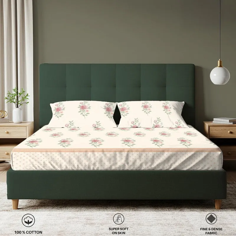 Urban Space Soft Floralux Fitted Cotton Bedsheet (Dark Pink) - 200 TC media 6