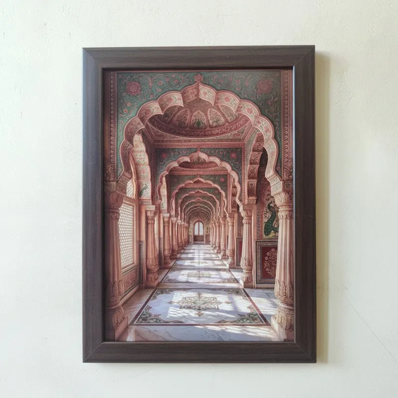 Imperial Arch & Pavilion Wall Painting With Frame - Set Of Four media 7