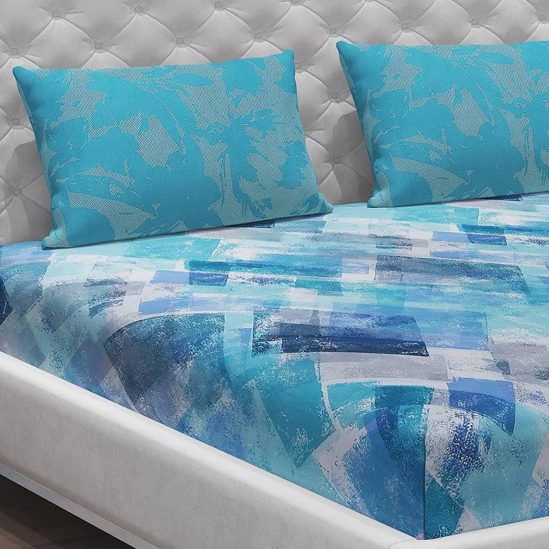 Monte Carlo Modern Muse Cotton Bedsheet (Blue) - 104 TC media 5