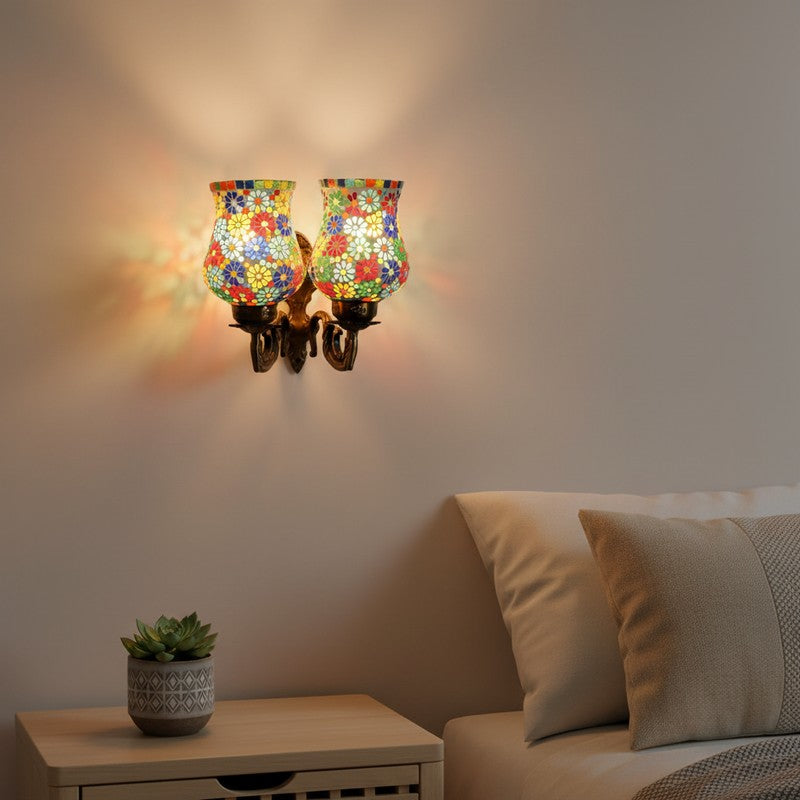 Floral Glow Iron Wall Lamp