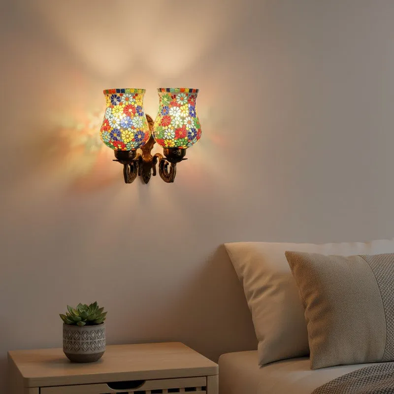 Floral Glow Iron Wall Lamp media 1