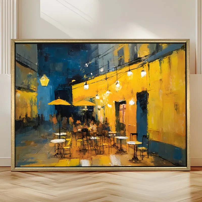 Cafe Terrace Canvas Wall Painting With Frame media 4