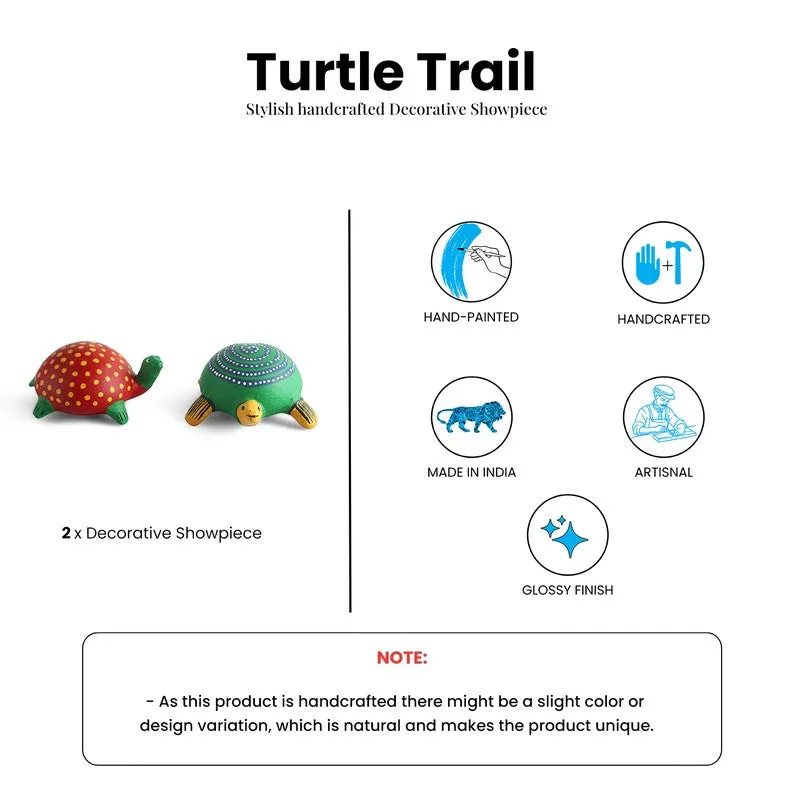 Turtle Trail Terracotta Handpainted Showpiece - Set Of Two media 6