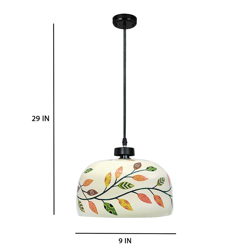 Amber Ivy Hand Painted Glass Hanging Lamp media 6