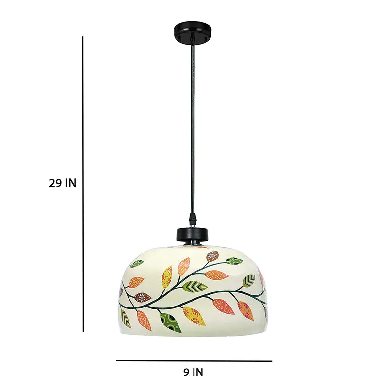 Amber Ivy Hand Painted Glass Hanging Lamp media 6