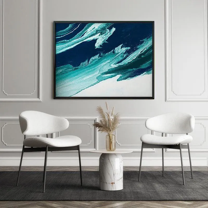 Green and Blue Wave Painting - Black Frame media 5