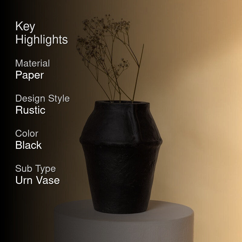 Fig Living Paper Mache Vase - 003 (Black) media 2